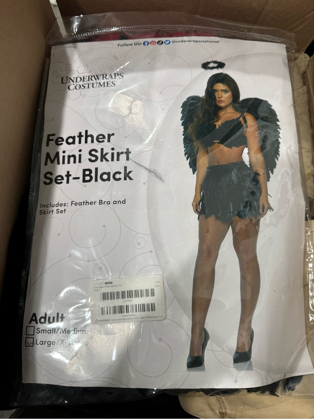 Black Feather Mini Skirt Set - Women's Costume